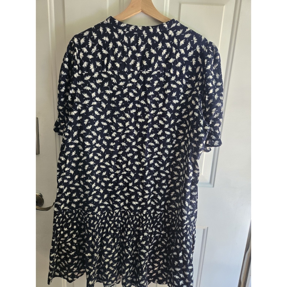 Time and Tru Dress Size XXL 20 Dark Navy White Petals Drop Waist New Button Nwt - Picture 5 of 5